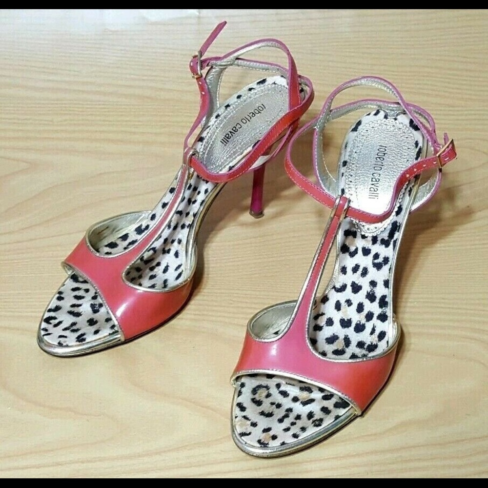 Roberto Cavalli Italy Open Toe Pumps  Heels 8.5